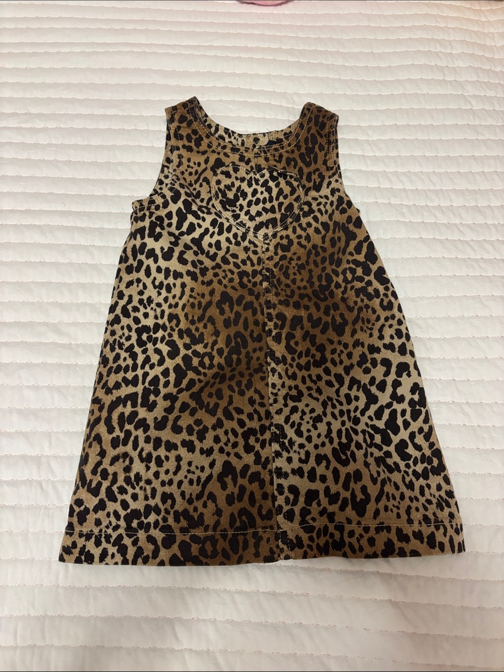 Leopard Print Sleeveless Girls - Brown Denim Jumper